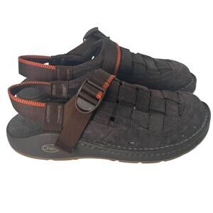 Chaco Paonia Leather Fisherman Sandals Mens 9 Brown Woven Casual Comfort Clogs